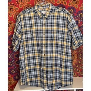 Men's Carhartt Size XL Tall Short Sleeve‎ Button Up Shirt Plaid Casual Work